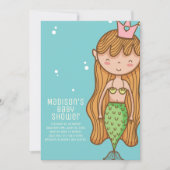 Cute Mermaid Baby shower Invitation Kaart (Voorkant)