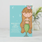Cute Mermaid Baby shower Invitation Kaart (Staand voorkant)