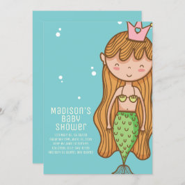 Cute Mermaid Baby shower Invitation Kaart