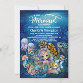 Cute Mermaid Baby shower Invitation Kaart (Voorkant)