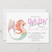 CUTE MERMAID BABY SHOWER onder het zee Aankondiging (Voorkant)