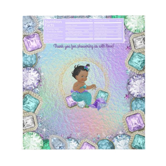 Cute Mermaid Baby shower Snoep Bar Wrapper Notitieblok (Voorkant)