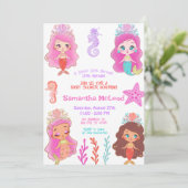 Cute Mermaid Baby Shower Under the Sea Baby Girl  Kaart (Staand voorkant)