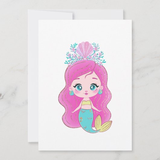 Cute Mermaid Baby Shower Under the Sea Baby Girl  Kaart (Achterkant)