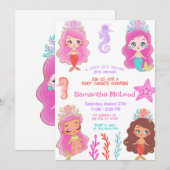 Cute Mermaid Baby Shower Under the Sea Baby Girl  Kaart (Voorkant / Achterkant)