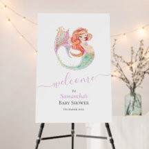 CUTE MERMAID BABY SHOWER WHITE Schuimbord