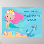 Cute Mermaid Beach Girl Custom Welcome to My Room Poster (Voorkant)