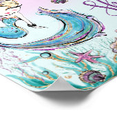 Cute Mermaid Birthday Baby Shower Take a Shellfie Poster (Hoek)