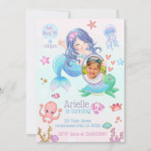 Cute Mermaid Birthday Invitation Kaart (Voorkant)