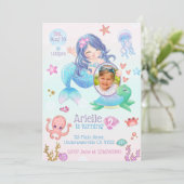 Cute Mermaid Birthday Invitation Kaart (Staand voorkant)