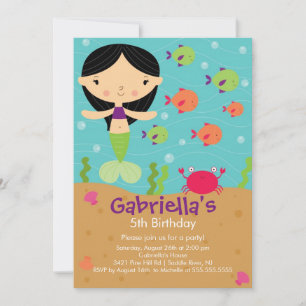 Cute Mermaid Birthday Invitation Kaart