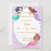 Cute Mermaid Birthday Invitation Kaart (Voorkant)