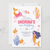 Cute Mermaid Birthday Invitation Kaart (Voorkant)