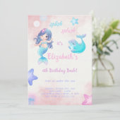 Cute Mermaid Birthday Invitation Kaart (Staand voorkant)