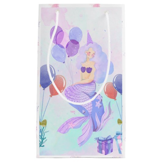 Cute Mermaid Birthday Party Klein Cadeauzakje (Voorkant)