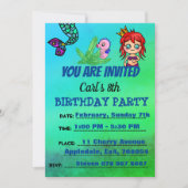 Cute Mermaid Birthday Party Ocean Kaart (Voorkant)
