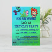 Cute Mermaid Birthday Party Ocean Kaart (Staand voorkant)