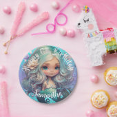 Cute Mermaid Blue Ocean Papieren Bordje (Feest)