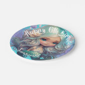 Cute Mermaid Blue Ocean Papieren Bordje (Gekanteld)