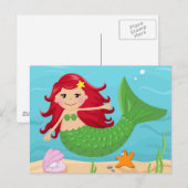 Cute mermaid briefkaart (Voorkant / Achterkant)