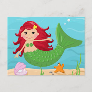 Cute mermaid briefkaart