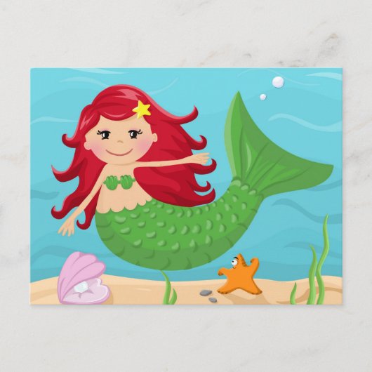 Cute mermaid briefkaart (Voorkant)