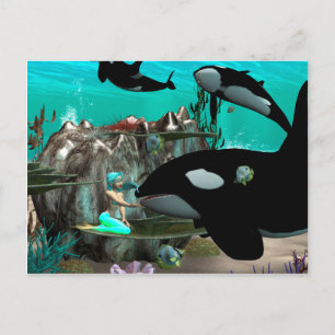 Cute mermaid briefkaart