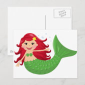 Cute Mermaid Briefkaart (Voorkant / Achterkant)