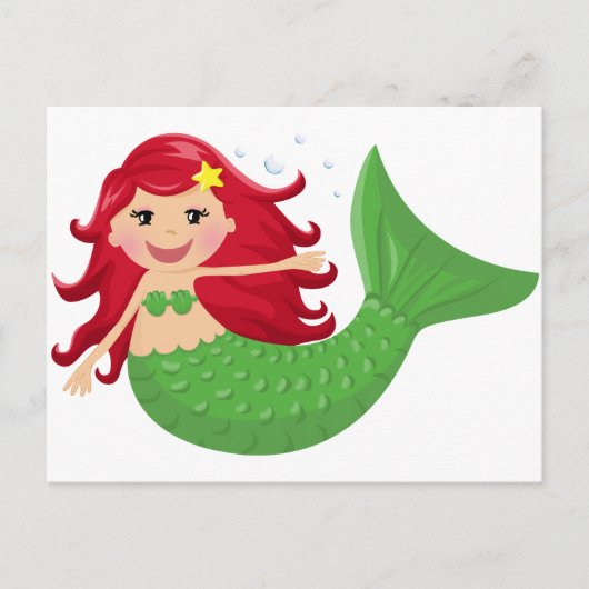 Cute Mermaid Briefkaart (Voorkant)