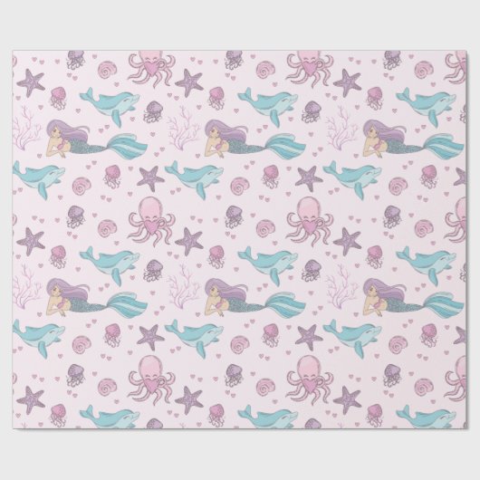 Cute Mermaid Cadeaupapier (Vlak)