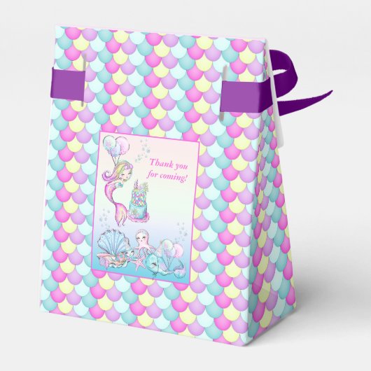Cute Mermaid | Eerste verjaardag van Zee Girl Bedankdoosjes (Achterkant)