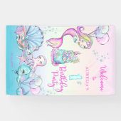 Cute Mermaid | Eerste verjaardag van Zee Girl Spandoek (Horizontaal)