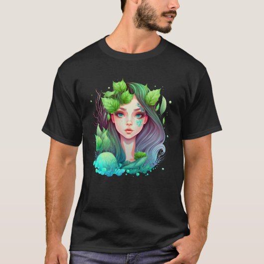 Cute mermaid fairy seaweed plants water sea fantas t-shirt (Voorkant)