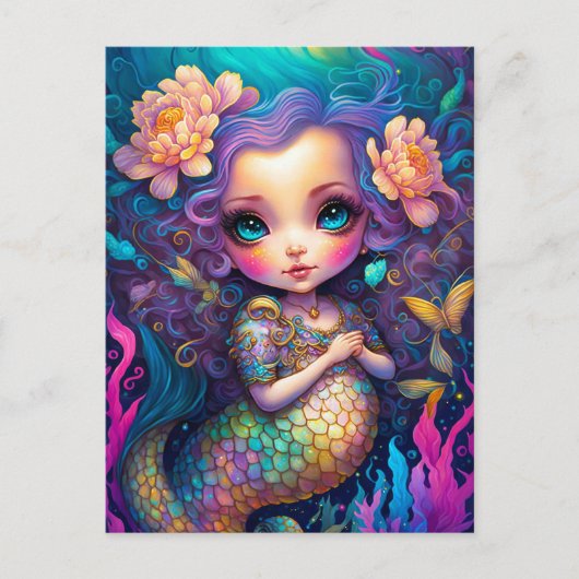 Cute Mermaid Fantasy Art Briefkaart (Voorkant)