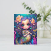 Cute Mermaid Fantasy Art Briefkaart (Staand voorkant)