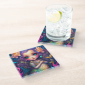 Cute Mermaid Fantasy Art Glazen Onderzetter (Schuin)