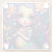 Cute Mermaid Fantasy Art Glazen Onderzetter (Achterkant)