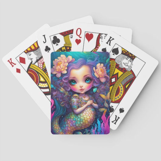 Cute Mermaid Fantasy Art Pokerkaarten (Achterkant)