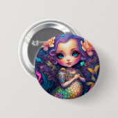 Cute Mermaid Fantasy Art Ronde Button 5,7 Cm (Voorkant /achterkant)