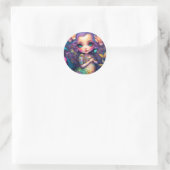 Cute Mermaid Fantasy Art Ronde Sticker (Tas)