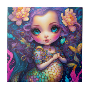 Cute Mermaid Fantasy Art Tegeltje