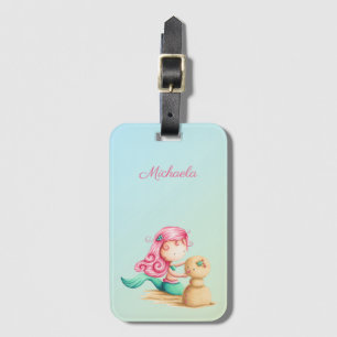 Cute Mermaid Girl Bagagelabel