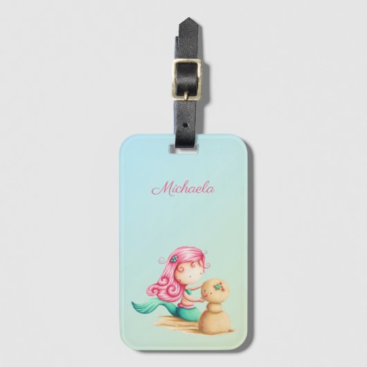 Cute Mermaid Girl Bagagelabel (Voorkant (verticaal))