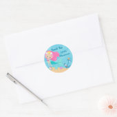 Cute Mermaid Girl Beach Custom Kinderen Birthday P Ronde Sticker (Envelop)