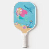 Cute Mermaid Girl Beach Personated Kinder Seaside Pickleball Paddle (Voorkant)