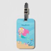 Cute Mermaid Girl Beach Personated Kinder Summer Bagagelabel (Voorkant (verticaal))