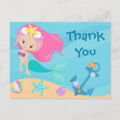 Cute Mermaid Girl Bedankt dat je de Kinder verjaar Briefkaart (Voorkant)