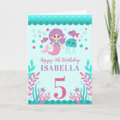 Cute Mermaid Girl Birthday Kaart (Voorkant)