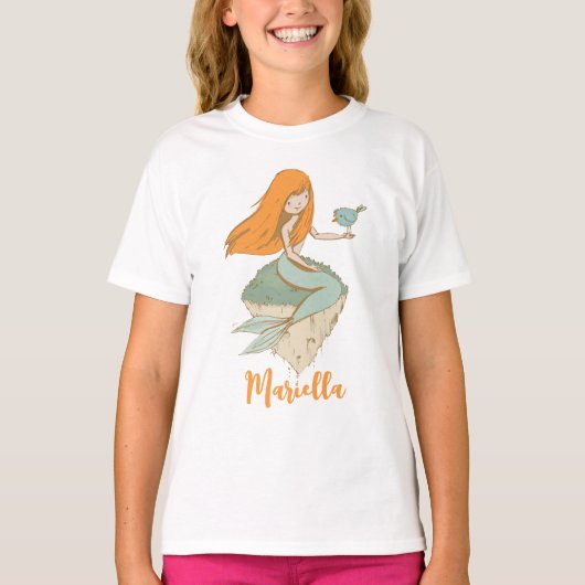 Cute Mermaid Girl Birthday T-shirt (Voorkant)