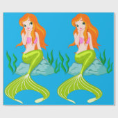 Cute Mermaid Girl Cadeaupapier (Vlak)